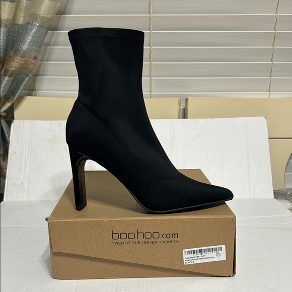 Boohoo ankle booties High Heel Sock Boots Wide fit size US 10      EU 41 or UK 8 - Picture 2 of 16